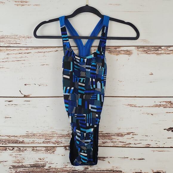 Speedo Trippy Stripe Drop Back Swimsuit 28 S - Picture 1 of 7